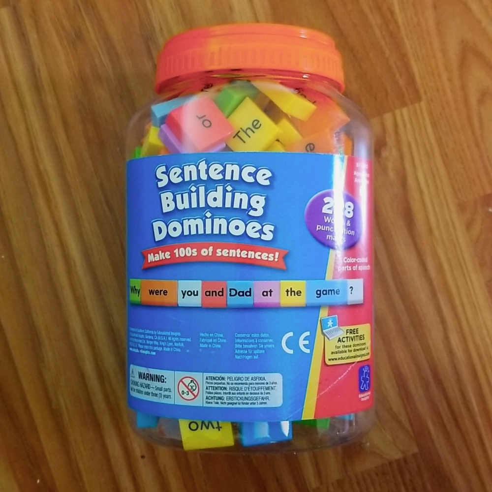 Sentence building dominoes